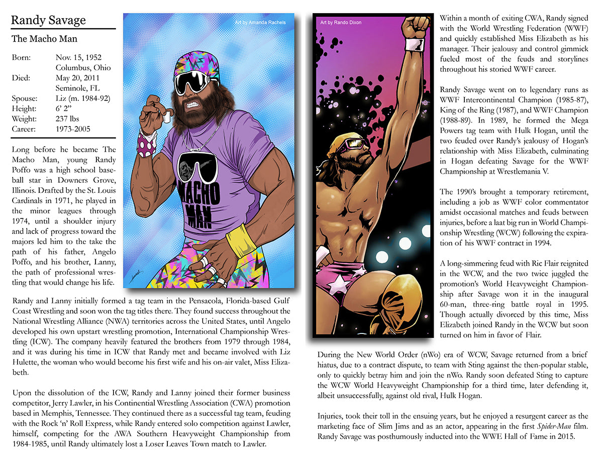 The Macho Man Randy Savage Wrestling Comic Encyclopedia Entry