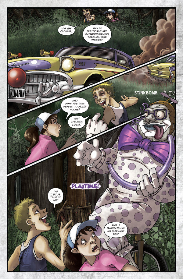 Vicious Circus Graphic Novel Page 3 Art by Amanda Rachels featuring Killer Clowns